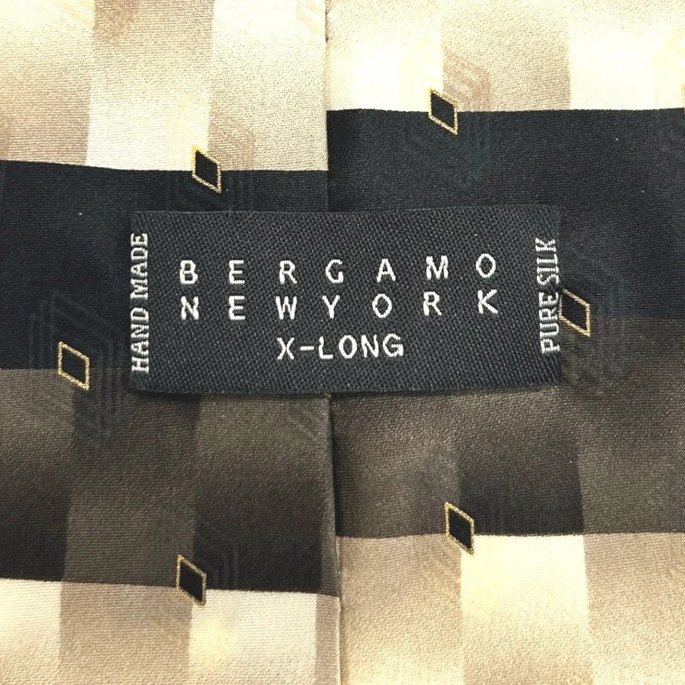 Bergamo New York X-Long Silk Geometric Square Diamond Pattern Necktie 65
